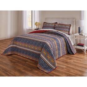 Brylanehome 196438801064 3 Pieceglobal Stripe Printed Bedspread - Queen Blue Multi