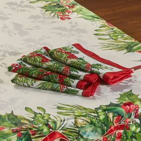 Brylanehome 196438881950 Holly Ribbon Square Napkins - Multi