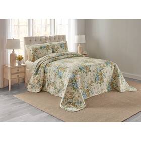 Brylanehome 196696895317 Bouquet Bedspread - Queen Ivory Multi