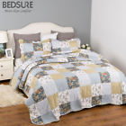 Busa801b Bedsure Bedding Quilt Set Luxury Bedroom Bedspread Plaid Floral Patchwork