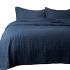 Busa801b1dl2tw Bedsure Bedding Quilt Set Twin Size Navy Blue Quatrefoil Pattern