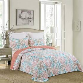 C&f 008246770244 Oceanaire Seafoam Twin Size Reversible Quilt Bedspread