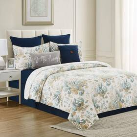 C&f 008246771463 Cerulean Shores Twin Quilt Set Coastal Reversible Ocean Bedding 64 X 86