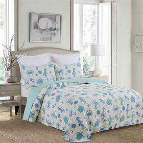 C&f 008246771647 Brisbane Queen Or Full Size Reversible Quilt Bedspread