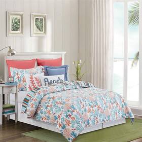 C&f 008246771821 C82610.2tset Tangerine Coast Mini Set Twin Quilt 64 X 86 Inch And 1 Standard