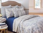C F Clementina Blue King Quilt Set White French Toile Williamsburg Comforter 008246088349