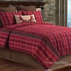C F Collin Red Plaid Full Queen Quilt Set Brown Country Cabin Lodge Stripe Bed 008246325307