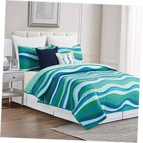C&f Enterprises 008246700838 Deep Blue Sea Waves Twin 2 Piece Quilt Set With 1 Sham All Season Reversible