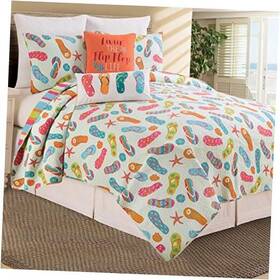 C&f Enterprises 008246790570 Flip Flop Life 3 Piece Full/queen Quilt Set Coastal