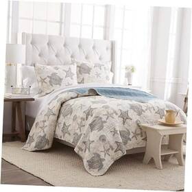 C&f Enterprises 008246795377 Amber Sands King 3 Piece Quilt Set Summer Beach Ocean Coastal Starfish