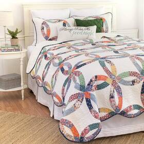 C&f Enterprises 711181782004 Home Heritage Double Wedding Ring Luxury Vintage Patchwork King Sham 3 Pi