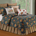 C F Hartford Navy 100 Cotton Queen 3 Pc Scalloped Quilt Set-quilt 2 Quilted Shams 008246078104