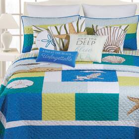 C&f Home 008246447023 Blue Oasis Full/queen Quilt 90in X 92in