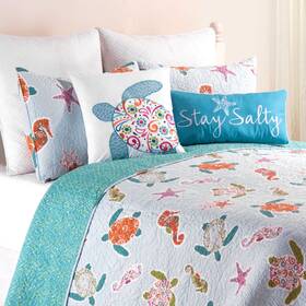 C&f Home 008246500490 St. Kitts King 3 Piece Cotton Bed Quilt Set Coastal Beach Theme Sea