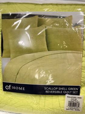 C&f Home 008246541332 Windsor Kiwi Quilt Bedspread Set Scallop Shell Lime Green Twin 86x66 Inch
