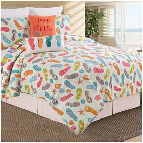 C&f Home 008246790587 Flip Flop Life 3 Piece Full King Quilt And 2 Sham 108 Inches X 92 Inche