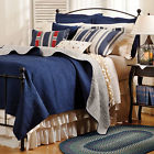 C F Indigo Blue Matelasse Full Queen Quilt Set 100 Cotton Navy Tile Coverlet 008246327356
