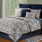 C F Nazima Blues 100 Cotton King 3 Pc Quilt Set Khaki White Hand Crafted 008246077978