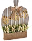 C50723 Unbranded Harvest Cottage Gather White And Sage Pumpkin Floral Dcor