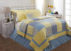 Caledon Vhc King Quilt 4 Pc Set Cotton Quilted Bedspread Yellow Blue Patchwork 841985033429