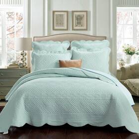 Sv-10ba-34iw Calla Angel Sage Garden Luxury Pure Cotton Quilt Queen Light Aqua