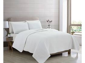 Wh701358 Callie Collection 3-piece Seersucker Textured Quilt And Sham Set - White