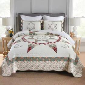 Camandy 791137261272 Cotton Bedspread Quilt Bedding Sets 3 Pieces Reversible Coverlets Comforters