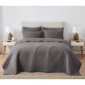 93732635 Cannon 3pc Full/queen Oversized Percale Quilt Set Gray