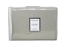 654598 Capecchi Italy King Cotton Diamond Piquet Coverlet Silver Embroidered Bees