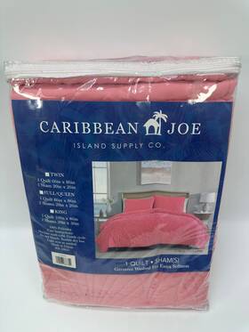 Caribbean Joe 048986887291 Twin Outlined Shell 2-piece Quilt Set Coastal Beach Design Bed