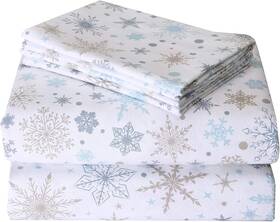 Caromio 196336025081 Christmas Flannel Sheets Queen 100% Cotton Printed Bed Sheet Set Soft