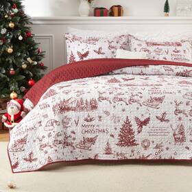 35dqfhl9 Caromio Christmas Quilt Set King Size Holiday Decorations Bedspread S