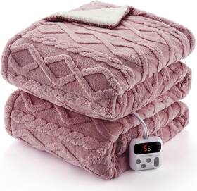 Bm-g0220c Caromio Electric Blanket Twin Size - Thick Tufted 62x84 Dusty Pink