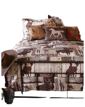 Jw274 Carstens Home Wrangler Vintage Cowboy King Quilt Set - 3-piece Grey