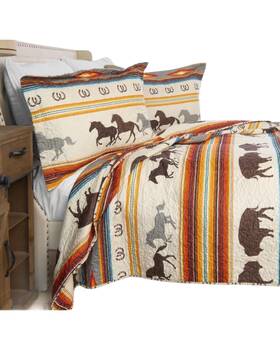 Jw288 Carstens Home Carsten Western Striped Print Twin Quilt Set - 2 Piece