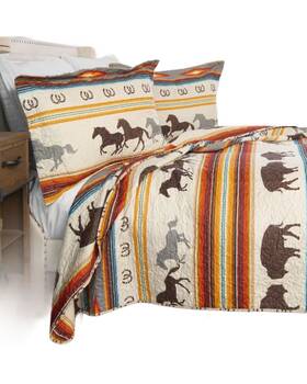 Jw290 Carstens Home Carsten Western Striped Print King Quilt Set - 3 Piece