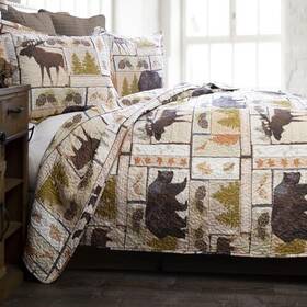 Carstens Inc. 035731133383 Rustic Cabin Country Bedding Set Microfiber Quilt Vintage Lod