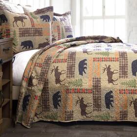 Carstens Inc. 035731137176 Rustic Cabin Country Bedding Set Microfiber Quilt Lake Countr