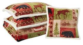 Jp588 Carstens Inc Patchwork Lodge Plush Bedding Set Multicolor Queen