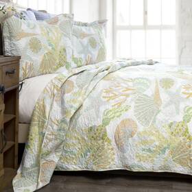 Jq429 Carstens Inc. Coastal Beach Bedding Set Nautical 3-piece Microfiber Ocean Quilt Co