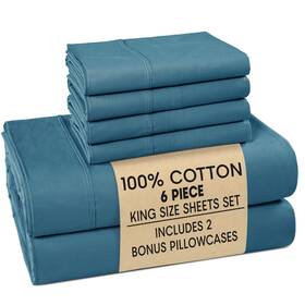 Casa Platino 840399720192 Sheet Set King Size 100% Cotton Bed Sheets With 4 Pill