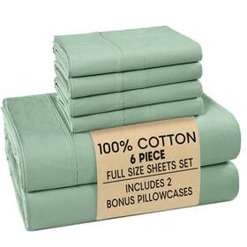 Cp160ss-fl-grnsge Casa Platino Full Bed Sheets 100% Cotton With 4 Pillowcases Cris