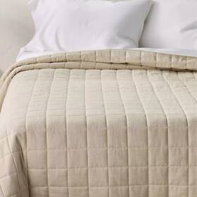 Casaluna 191908112190 Heavyweight Linen Blend Quilt Natural Full/queen Brand New