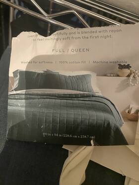 Casaluna 191908754154 Queen Quilt 2 Standard Shams Heavyweight Linen Blend Dark Teal Color -