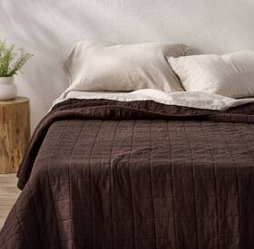 Casaluna 196761429171 Nwot Queen Heavy Draped Linen Blend Bed Quilt Dark Fig Brown Comfort
