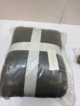 Casaluna 196761429478 Heavyweight Linen Blend Quilt Olive Green Full/queen