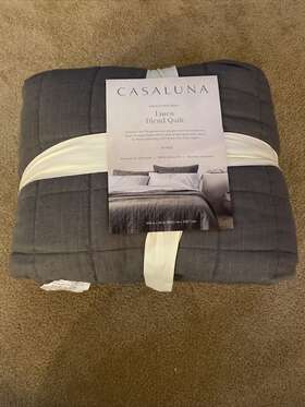 78623027 Casaluna Heavyweight Linen Blend Quilt Dark Gray - King
