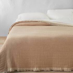 85259821 Casaluna King Reversible Textured Cotton Chambray Coverlet Natural/warm Brown