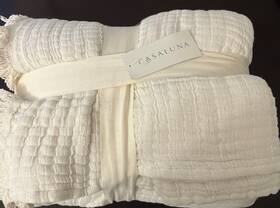 85259824 Casaluna King Reversible Textured Cotton Chambray Coverlet White -
