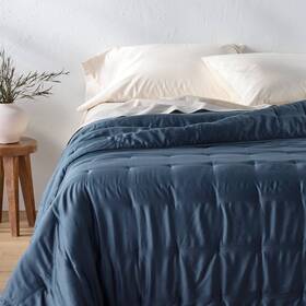 91235033 Casaluna King Rayon From Bamboo Quilt Dark Mineral Blue -